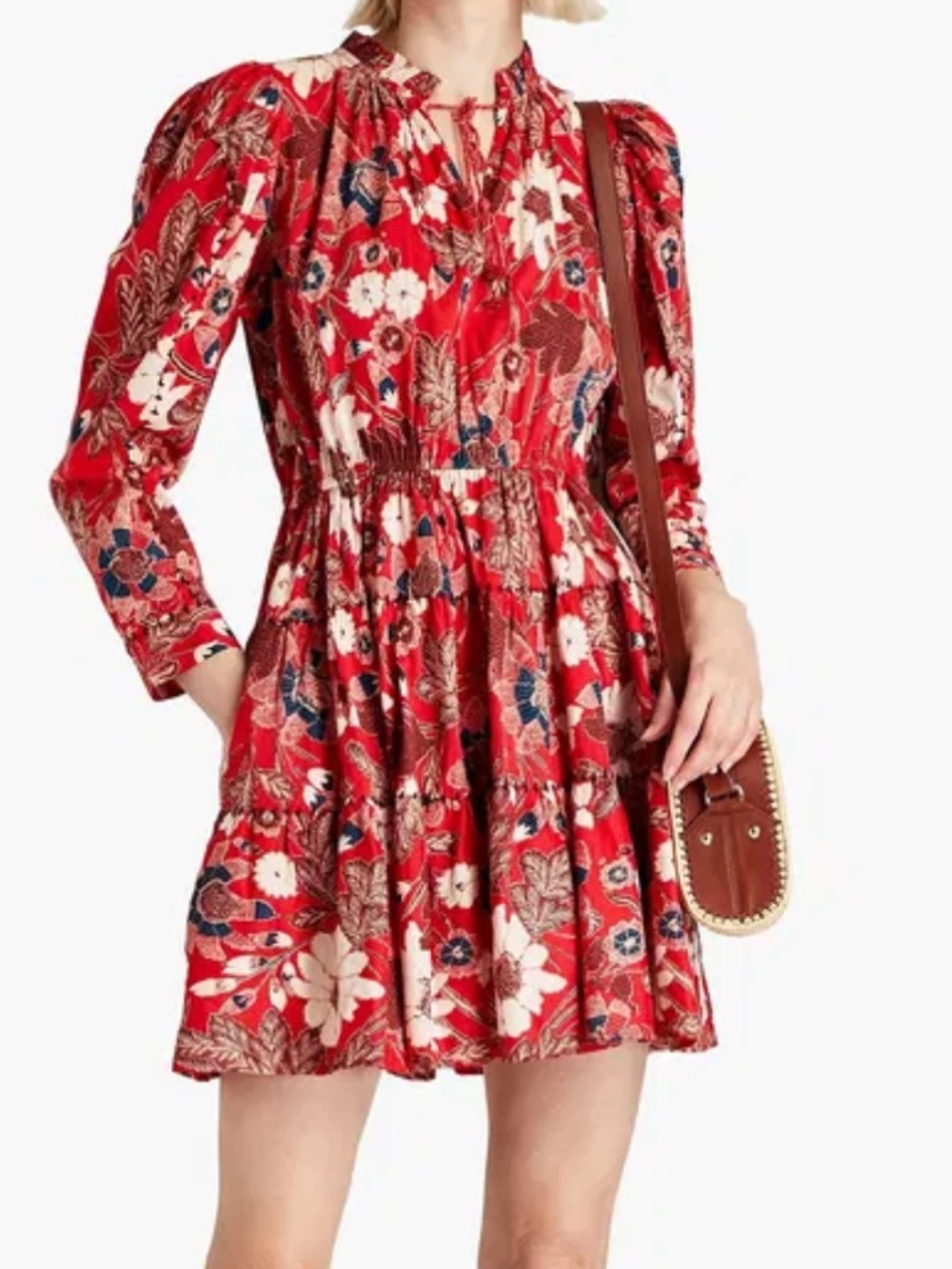 ULLA JOHNSON Liv Floral-Print Cotton-Blend Mini Dress Size 4